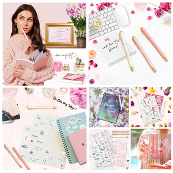 Girl Power 247 Inspirational Stationary Journals and pens with positive quotes and lovely Yoga poses