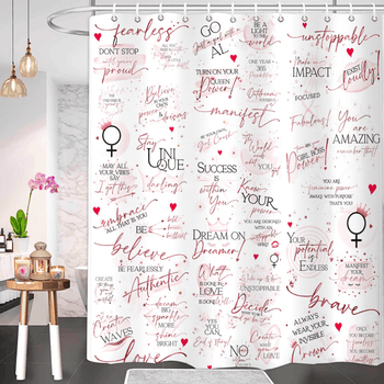 Girl boss motivational Shower Curtain with 50 quotes