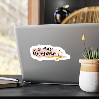 Do More Awesome inspirational peel and stick decal on laptop