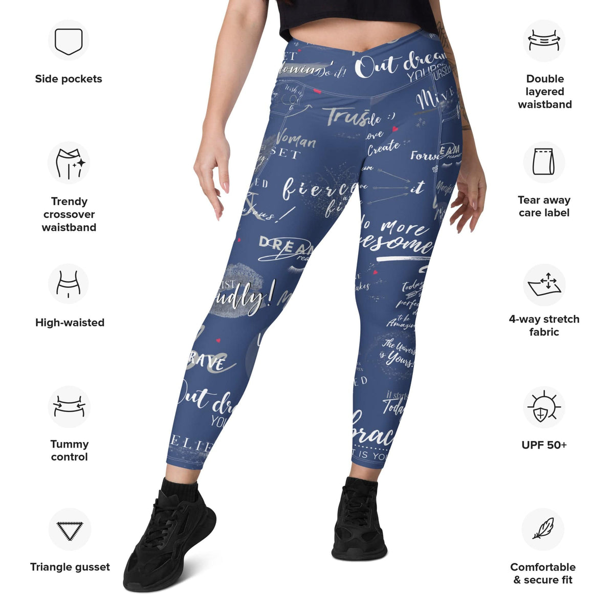 Girl Power 24/7™ Crossover Leggings with Pockets - Be Unstoppable