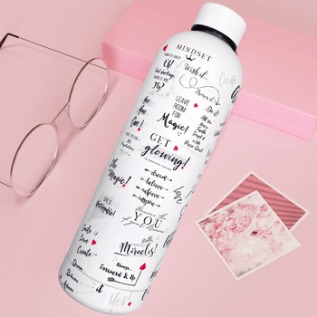 Girl Power 24/7™ Stainless Steel Water Bottle with 50+ Motivational Quotes - Be Unstoppable!