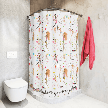 Girl Power 24/7 Fun Chic Inspirational Shower Curtain perfect for Bathroom Stalls