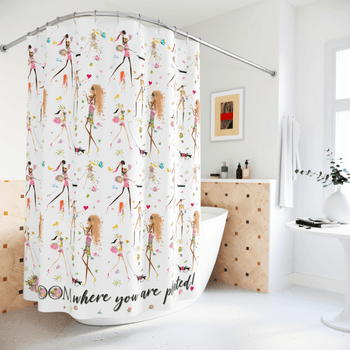 GirlPower-247 Fun Chic Inspirational Shower Curtain perfect for Bathtubs 