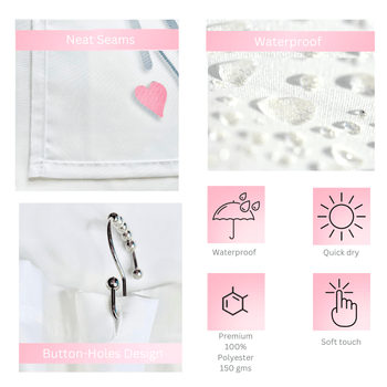 Neat seams, waterproof, button-holes design, soft touch