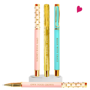 Queen's heart inspirational metal pen set. Mix and Match design. Set of 3