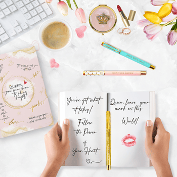 Queen's heart inspirational metal pen set for journaling dreams and goals. Perfect for Office inspiration