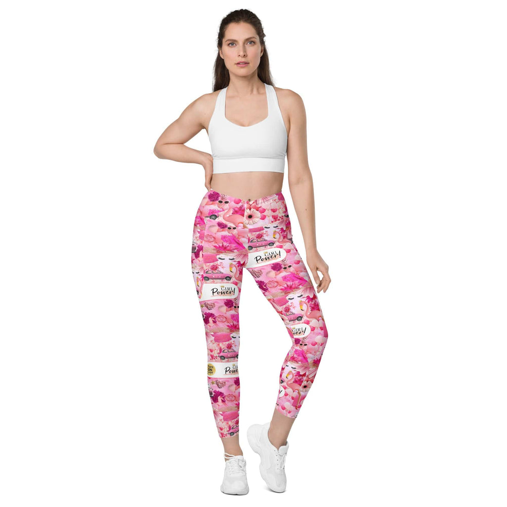 Girl Power 24/7™ Crossover Leggings with Pockets - "Turn on Your Girl Power" Hot Pink