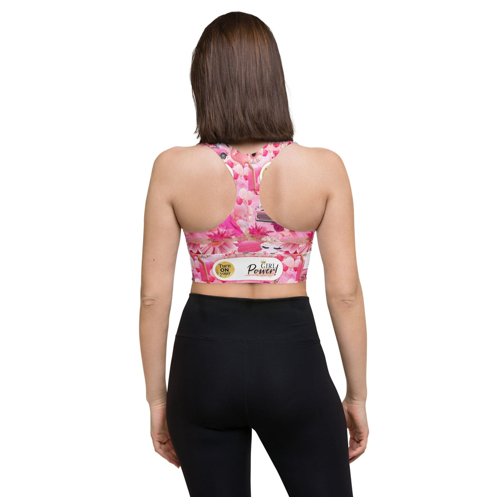 Girl Power 24/7™ Motivational Sports Bra - TURN ON YOUR GIRL POWER - Hot Pink
