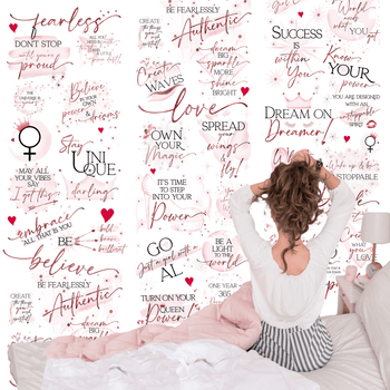 Girl Boss Motivational Peel & Stick Wallpaper for your bedroom. - White