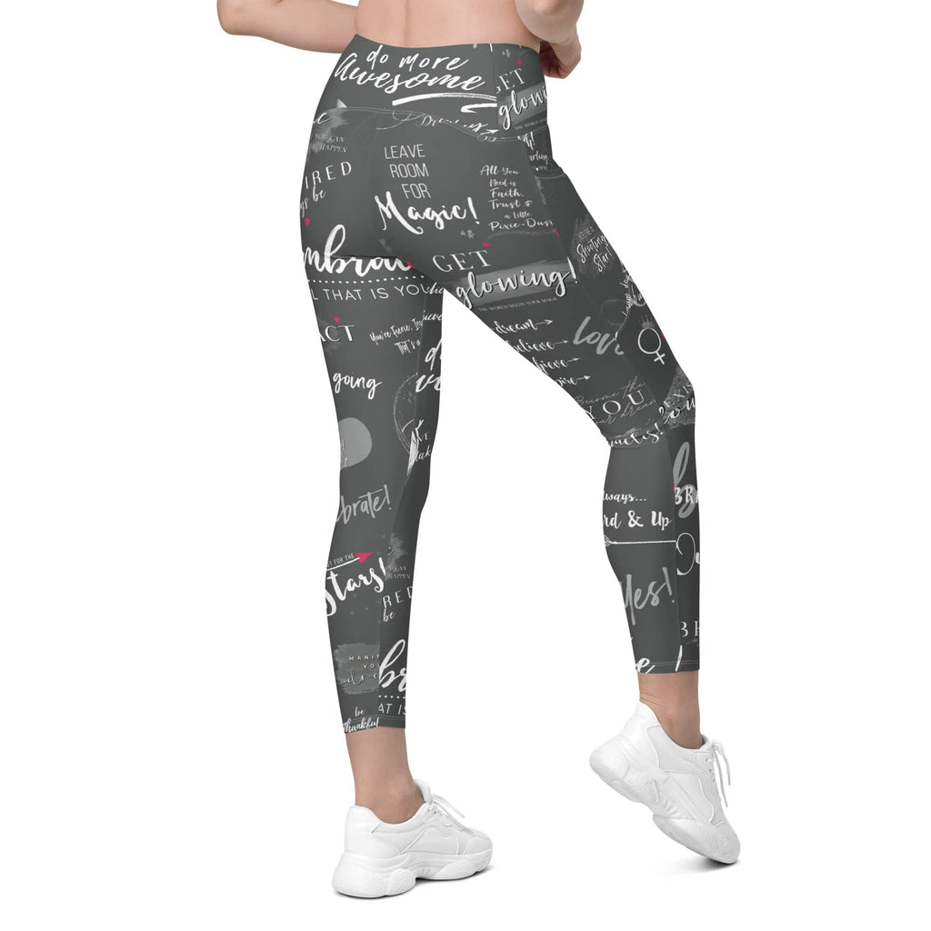 Girl Power 24/7™ Crossover Leggings with Pockets - "Be Unstoppable in Gray"