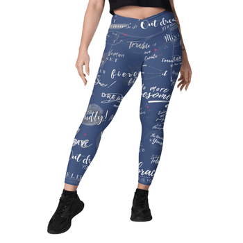 Girl Power 24/7™ Crossover Leggings with Pockets - "Be Unstoppable in Blue"