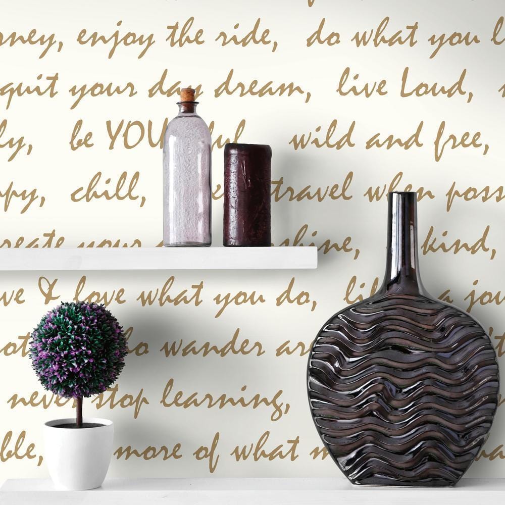 Dream Big Script Peel and stick Wallpaper Gold script home décor