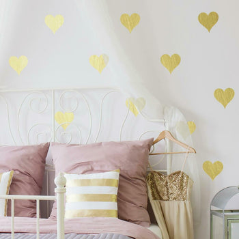 GOLD FOIL HEARTS PEEL AND STICK WALL DECALS