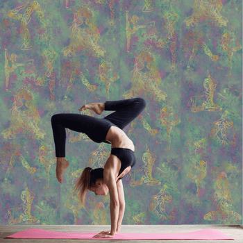 Girl Power 24/7 Namaste Girls Yoga Inspirational peel and stick wallpaper fFor yoga Studios -Mindful Spirit- Peacock