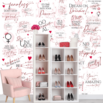 Girl Boss Motivational Peel & Stick Wallpaper for your  closet - white