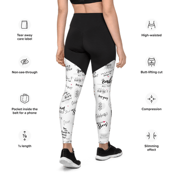 Girl Power 24/7™ Motivational Sports Leggings - Unstoppable in White!