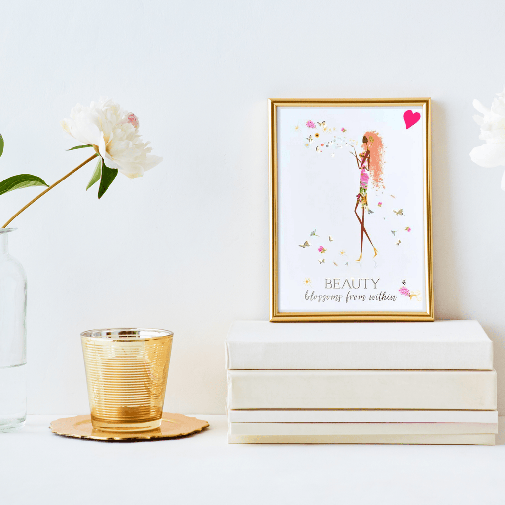 ♥Inspirational Blooming Girls inspirational Luxe Print Beauty blossoms from within