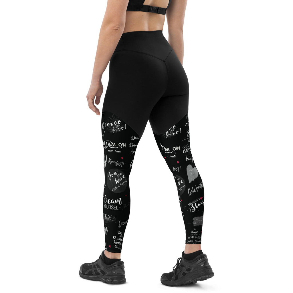 Girl Power 24/7™  Motivational Sports Leggings - Unstoppable in Black!