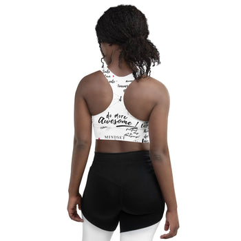 Girl Power 24/7™ Motivational Sports Bra - Unstoppable in White & Black