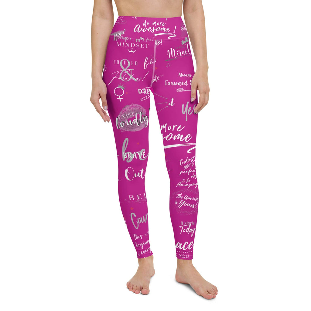 Girl Power 24/7™  Be Unstoppable High Waisted Inspirational Yoga Leggings - Pink