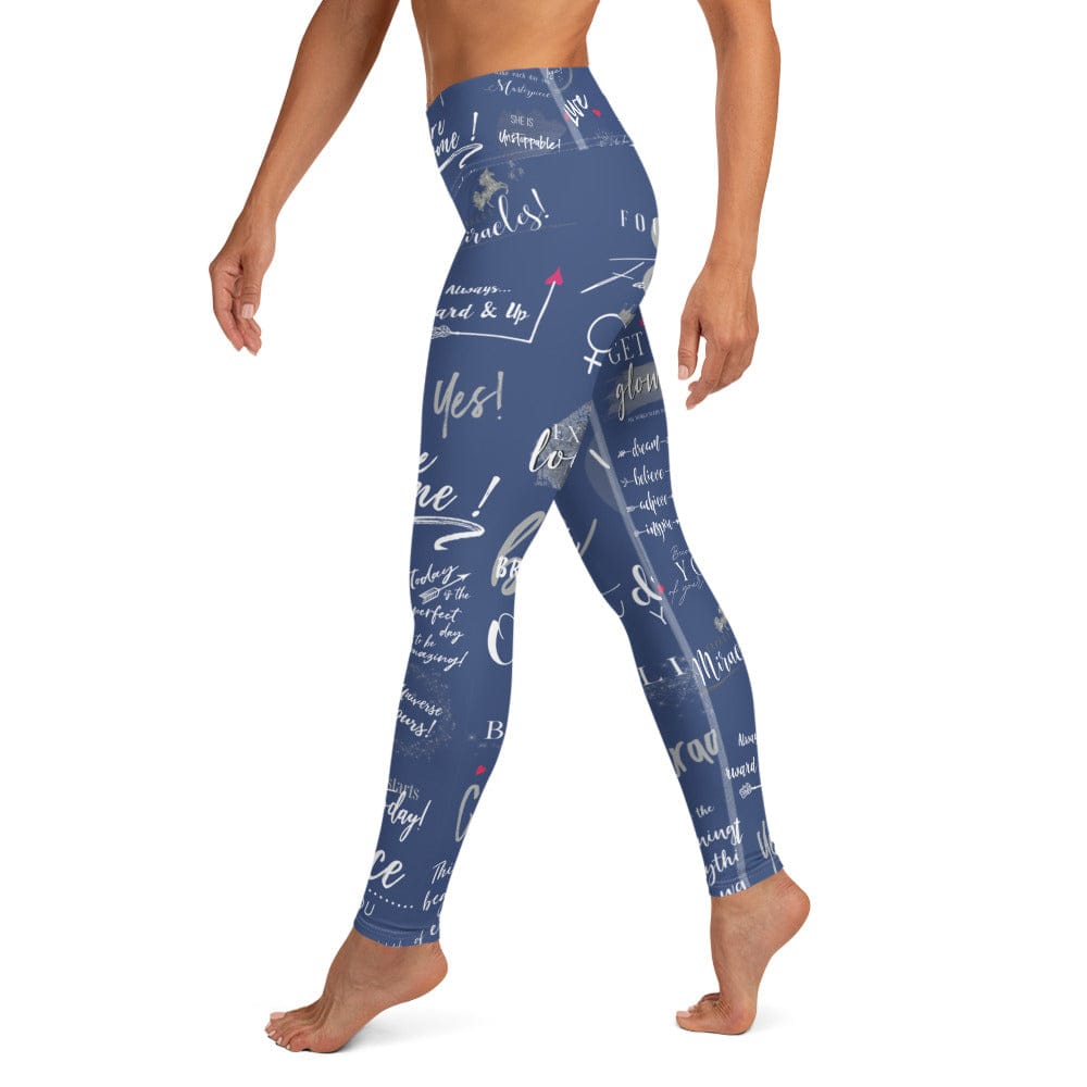 Girl Power 24/7™  Be Unstoppable High Waisted Inspirational Yoga Leggings - Blue
