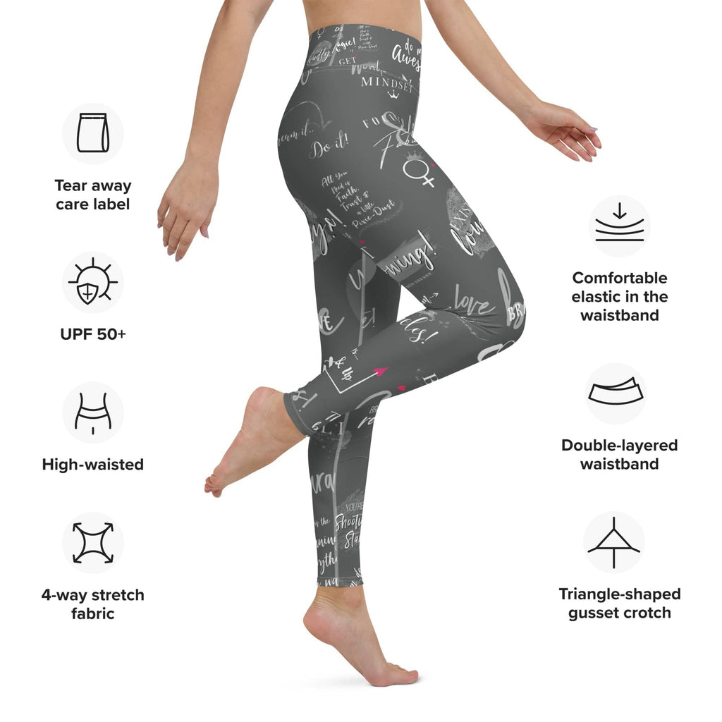 Girl Power 24/7™  Be Unstoppable High Waisted Inspirational Yoga Leggings - Gray