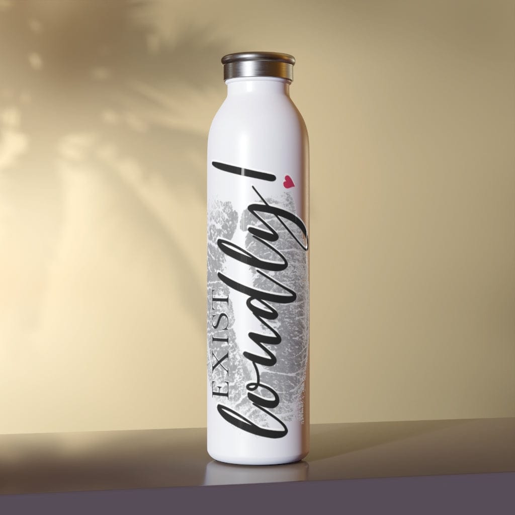 Girl Power 24/7™ Slim Stainless Steel Water Bottle - "Exist Loudly!"