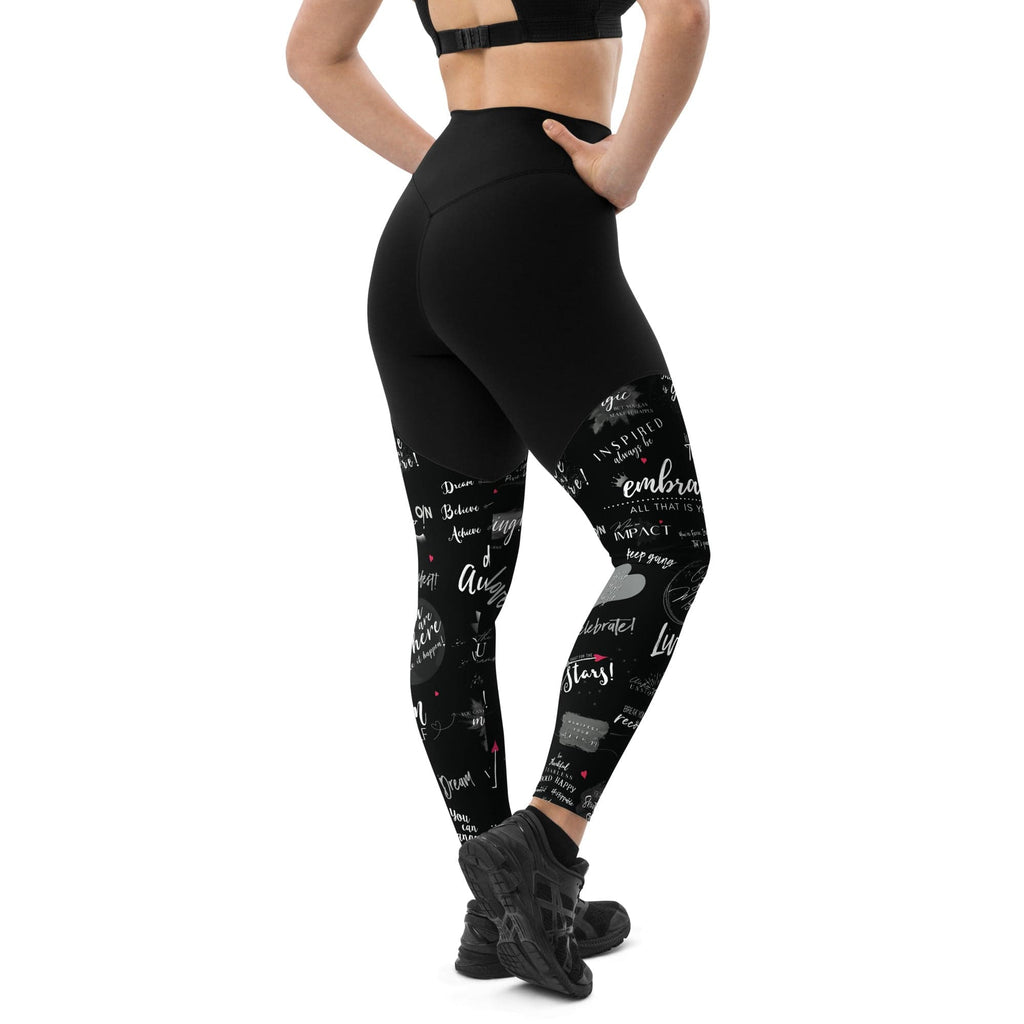 Girl Power 24/7™  Motivational Sports Leggings - Unstoppable in Black!