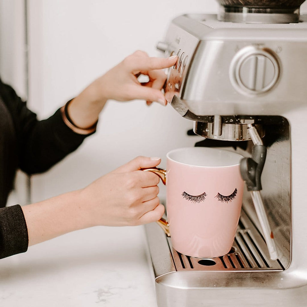 Pink Eyelashes Gold Inspirational Coffee Mug