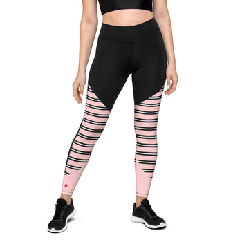 Girl Power 24/7™ Motivational Sports Leggings - Be Unstoppable  - Black and Pink Rose